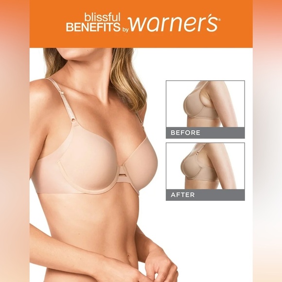 Warners Blissful Benefits Underarm-Smoothing Bra Nude 40C NWT RA3561W - Picture 4 of 6